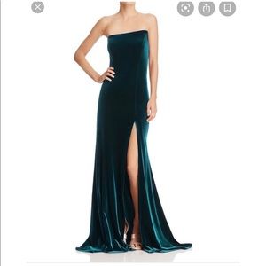 Gorgeous Aqua Asymmetric Emerald Green Velvet Gown, Never Worn!
